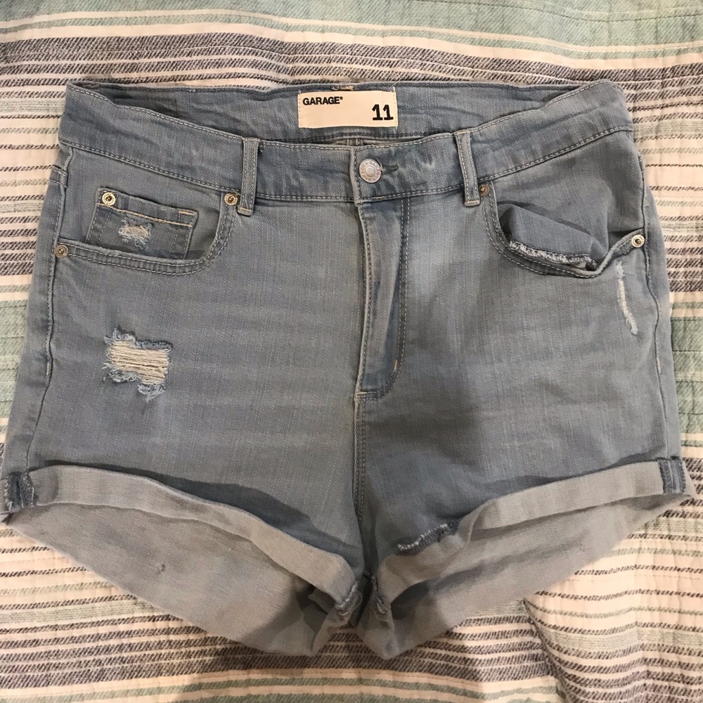 Cute Distressed Light Blue Wash Denim Shorts